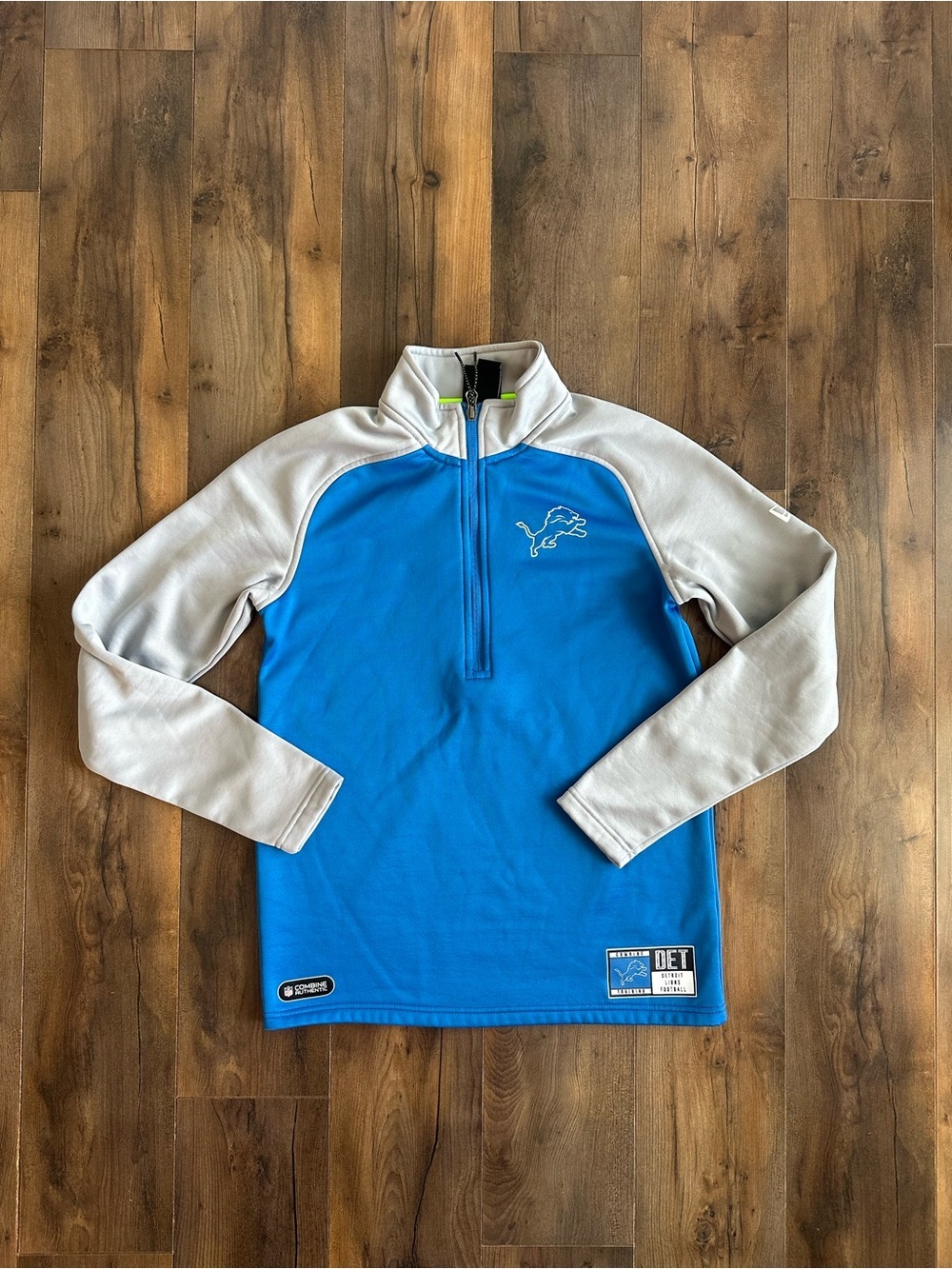 Detroit Lions NFL Team Apparel Fleece Quarter Zip Pullover Small Blue